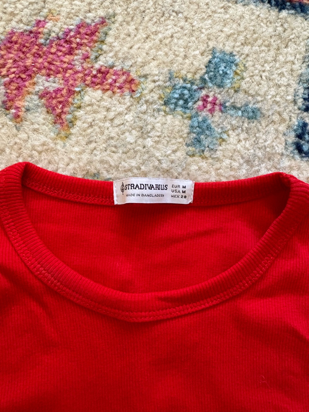 stradivarius Red Ribbed Tank Top - Picture 2 of 3